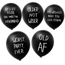 10Pcs 12inch Funny Old Age Birthday Party Balloons Cute Offensive Latex Balloons For Adults Funny Birthday Single Party Decoration,Christmas - Black - View 2