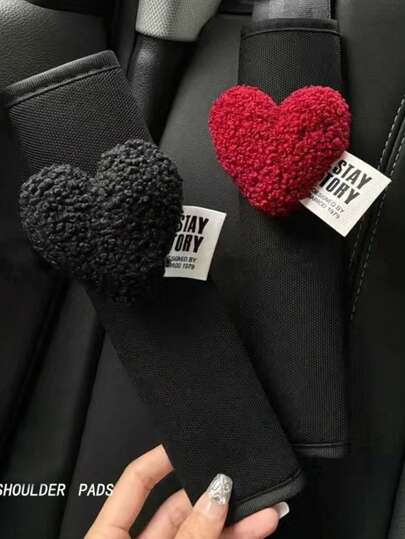 Car Seat Belt Shoulder Protector, Protective Cover, Heart-Shaped Decoration, Premium Feel, Anti Lock, All Season Universal