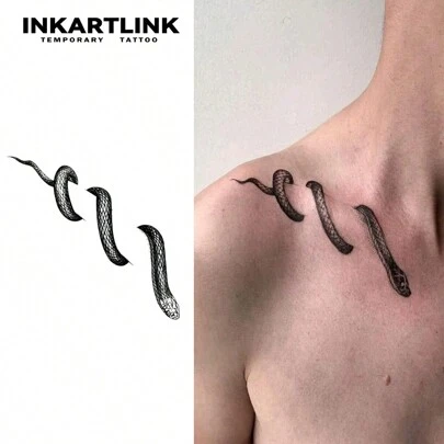  INKARTLINK 创新技术纹身，半永久纹身，蛇，逼真纹身，励志纹身，临时纹身，假纹身，防水，真实纹身外观，小众设计纹身，果汁纹身，植物纹身