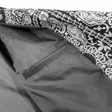 Men Zip Up Paisley Print Zipper Pocket PU Leather Biker Jacket Streetwear Fashion Fall Winter Date Night Outfit Keep Warm - 黑色 - 查看 7