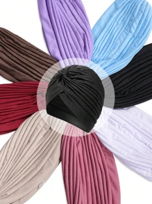 Awegeo 1/2/3/6pcs Women's Solid-Color Multi-Functional Headwear Set - Adjustable Turban-Style Bonnet With Breathable Lining For Hair Protection & All-Day Comfort, Premium Jersey Knit Stretch Fabric For Secure Fit