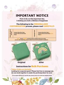 1PC Custom Print: Personalized Name Square Storage Box - Portable PU Jewelry Organizer For Necklaces, Earrings, Rings - Multi-Compartment Travel Storage Case - Ideal Gift For Mother, Aunt, Grandmother, Daughter, Niece, Sister, Friend, Girlfriend, Wife, Bride, Bridesmaid, Godmother, Mom, Mother-In-Law, Colleague On Holidays, Birthdays, Weddings, Mother's Day, Valentine's Day, Christmas, New Year, Teacher's Day, Anniversaries, Graduation, Baby Showers