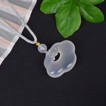 1 peça colar com pingente de bloqueio de ágata de cristal natural Ruyi, pingente de gema de alta qualidade, colar, todo esculpido à mão, senhoras, homens, riqueza de cristal de quartzo, colar de paz, colar de casal, presente para ela, adequado para presentes de festas de fim de ano, presentes de cristal de quartzo.
