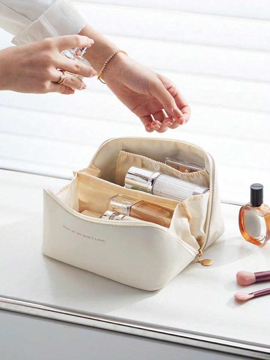 Waterproof PU Leather Cosmetic Bag, Makeup Organizer, Portable Toiletry
