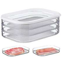 1Set 3-Layer  Meat Container For Fridge, Bacon Lunch Meat Container For Refrigerator, Meal Prep Containers, Stackable Food Storage Boxes With Lid - Trong sáng - Xem 1