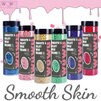  WUWUVISTA 硬蜡珠 400g（14.11 盎司）瓶装蜡豆脱毛蜡适用于蜡加热器无痛豆适用于所有毛发类型//身体/面部/腿部/腋下