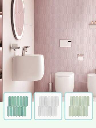 COMMOMY 3D 现代墙贴，3D 鱼鳞纹理即撕即贴墙砖，哑光，防水防霉，30 X 30 厘米，适用于厨房后挡板、房车、租房者墙面装饰、卧室装饰、粉色房间装饰