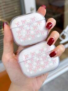1pc Daisy Bow Pattern Transparent Protective Case Compatible With Airpods 1/2, AirPods Pro, AirPods 3, AirPods Pro (2nd Generation) - Multicolor - View 1