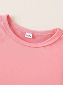 2 件套女婴猫咪印花长袖 T 恤和豹纹休闲裤套装，春季/秋季 - 粉色 - 查看 3