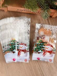 100pcs Cartoon Animal Patterned Plastic Stand-Up Bags For Cookies  Baking Cakes Dessert Machine Sealing  Christmas Decorations And Party Favors With Cute Snowflake Design Christmas Christmas Decor Christmas Decorations Christmas Bags Christmas Gifts - Multicolor - View 12