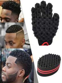 1 pièce Brosse à cheveux ondulée double face, outil de coiffure à éponge bouclante. Brosse à éponge pour cheveux afro ondulés pour hommes, accessoires de coiffure pour hommes, accessoires de camping - Rouge - Voir 1