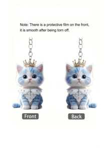 1个可爱亚克力猫咪骑自行车钥匙扣，2D卡通装饰包夹，朋友挂件，汽车配件包饰背包挂件，适合学校哥特风Y2K圣诞礼物创意包饰挂绳带证件夹，汽车配件包饰挂件，送给老师或姐姐的礼物 - 彩色 - 查看 8