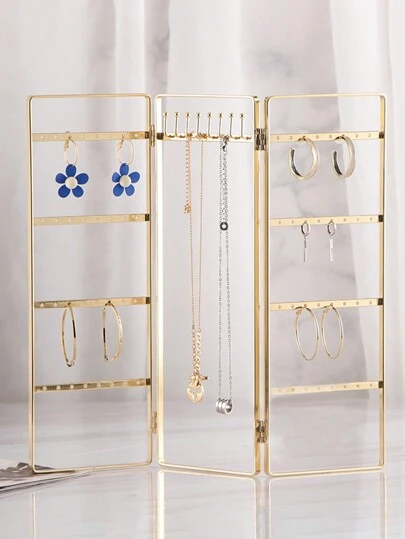 1 pieza Soporte metálico para collares, expositor giratorio para brazaletes y llaveros, soporte de escritorio para pendientes y joyas, adecuado para mujeres/niñas Día de San Valentín Vuelta al cole