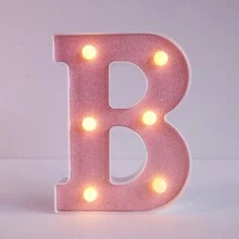 1pc Shiny Pink LED Letter Light, English Alphabet & Number Night Light, Battery Powered, Warm Glow, For Home Decor, Wall Decor, Kitchen Decor, Game Room Decor, Party Decor, Birthday Party, Outdoor Decor, Wedding Decor, Bedroom, Study, Graduation Party, Camping Decor