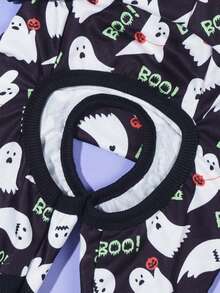 1pc Ghost & Pumpkin Print 4-Leg Jumpsuit Pajamas, Suitable For Cats & Dogs Indoor/Outdoor Wear