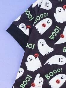 1pc Ghost & Pumpkin Print 4-Leg Jumpsuit Pajamas, Suitable For Cats & Dogs Indoor/Outdoor Wear