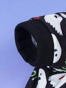 1pc Ghost & Pumpkin Print 4-Leg Jumpsuit Pajamas, Suitable For Cats & Dogs Indoor/Outdoor Wear