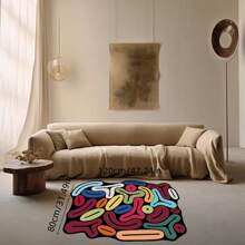 一款北欧风格不对称卧室地毯，带有嘻哈风格的创意艺术抽象客厅咖啡桌垫，房间装饰 - 彩色 - 查看 4