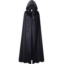 1 pièce Cape noire de la Mort pour Halloween, costume de sorcière, de diable, de vampire pour soirée déguisée. Cape à capuche longue et unisexe pour l'Halloween, le Noël et l'automne