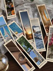 30pcs Landscape Themed Bookmarks, Gift For Reading Enthusiasts, Small Cards Back To School - Multicolor - View 1