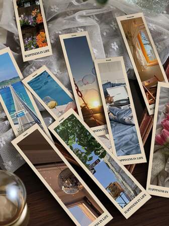 30pcs Landscape Themed Bookmarks, Gift For Reading Enthusiasts, Small Cards Back To School