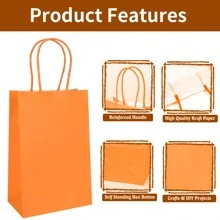 Tomnk 100pcs Paper Gift Bags, 10 Colors Goodie Bags, Kraft Paper Gift Bags With Handles, 5.2"X3.3"X8" Party Favor Bags With Handles For Birthday Party And Show Shopping And Party Supplies, For Wedding, Birthday, Mother's Day, Spring Decor - 彩色 - 查看 7