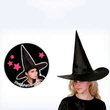 1 chiếc mũ phù thủy Halloween màu đen Oxford, phụ kiện trang phục, họa tiết màu ngẫu nhiên, Giáng sinh - màu đen - Xem 8