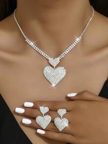 新娘水钻首饰套装 - 项链、手链、耳环、婚纱戒指 - 多色項鍊套裝 - 查看 14