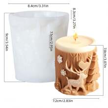 1pc Christmas Scented Candle Silicone Mold Christmas Tree Elk Diffuser Stone Diy Ornaments Mold Decorative Ornaments Plaster Mold Handmade Gift