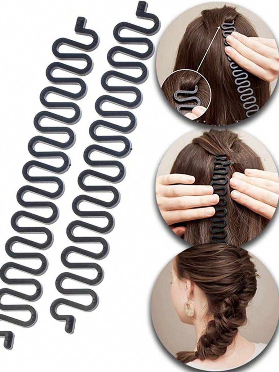 3pcs Hair Braiding Tool Set, Includes Hair Styling Weaving Braider, Bun Maker, Braid Styling Accessories - Multicolor - View 1