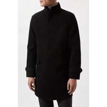 Burton Mens Faux Wool Funnel Neck Coat (Black) - Black - View 4