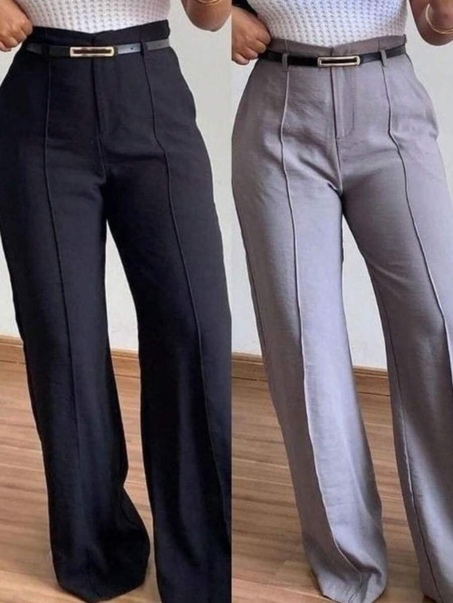 Premium Women's Pantalona Tailor Pants With Belt - 灰色 - 查看 1