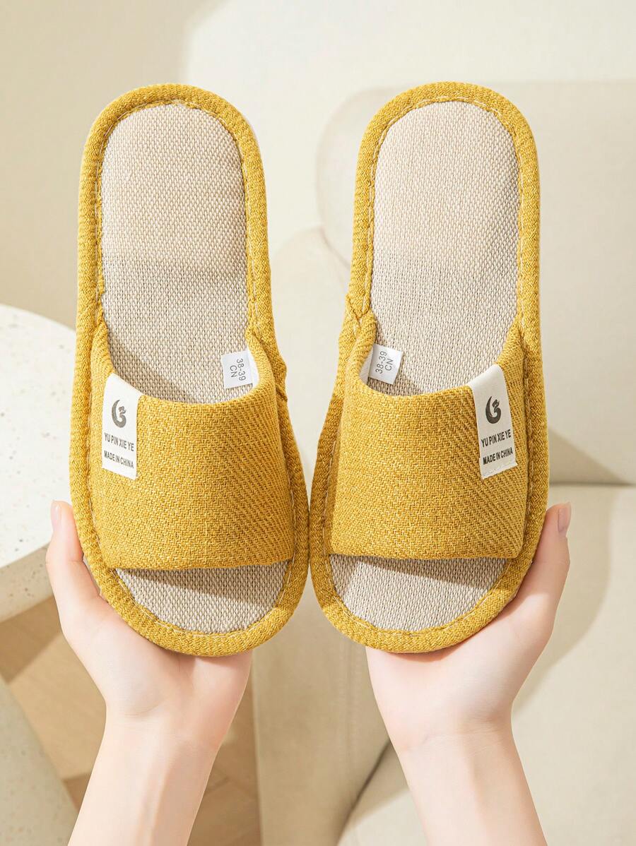 Women's Slippers For Indoor Home Wooden Floor, Non-Slip, Soft Plush, Solid Color, Suitable For Living Room, Kitchen, Study, Hotel, Cartoon Pattern, Pink, Yellow