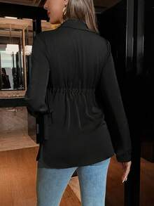 Maternity Solid Curved Hem Blouse - Black - View 2