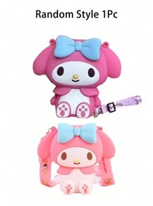 Sanrio 1Pc Genuine Sanrio Series Shoulder Bags Hello Kitty Kuromi Melody Sitting Position Crossbody Bag Kitty Cat Anime Character Silicone Purse Decorate Accessories (Some Parts May Be Random), Hello Kitty Pink, Pompompurin