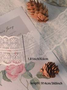 10yd/Roll White Lace Floral Ribbon For Birthday, Wedding, Engagement, Christmas Day Festival Gift Packaging, Flower Packaging ,Diy Clothing, Headwear, Decorative Materials,Christmas Valentine Day - Multicolor - View 2