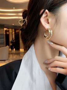 2pcs Fashion Korean Metal Vintage Clip On Hoop Earring Woman  Gold Color Geometric Without Piercing Earrings Jewelry Brincos Gift