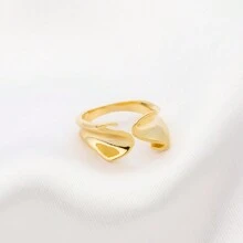 18K Gold Plated Adjustable Irregular Golden Ring - D France Semijóias - Xem 2