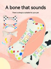 Pet Toys For Cats & Dogs, Stress Relief Chew Toys, Teeth Cleaning, Bites Resistant, Birthday Gift, Birthday Cake With Squeaky Bone