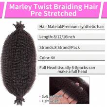 6packs African Braiding Hair, Elastic Springy Pre-Stretched African Braiding Hair Extensions - Black Brown - View 3