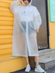 1PC Reusable Foldable Transparent Raincoat For Men And Women - Lightweight And Compact Waterproof Jacket Stylish And Waterproof: Long Translucent Raincoat For Ultimate Protection Reusable Waterproof Rainwear For Outdoor Activities Travel & Emergency - White - View 1