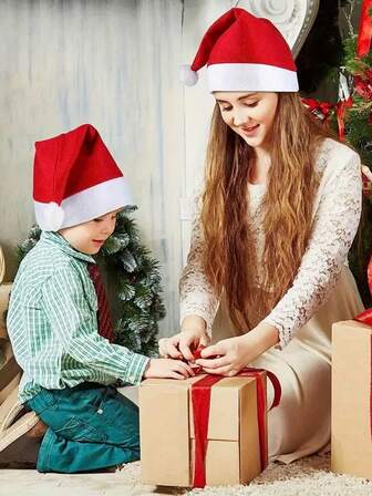 1/2/4/6/8/10 件圣诞圣诞老人帽，无纺布，红色圣诞帽，圣诞装饰，万圣节，万圣节装饰