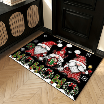1pc Kerst Dwergen Kristal Fluweel Waterdicht Antislip Tapijt Mat Voor Slaapkamer, Woonkamer, Keuken, Toegangsdeur, Huis of Auto