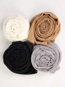 Set de 4 piezas de bufandas de gasa de unicolor, esenciales para la playa, vacaciones y viajes - Multicolor - Ver 17