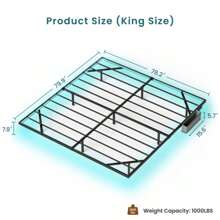 Floating Bed Frame King Size With LED Lights & Charging Station, Metal Platform Queen Bed, 79.9'' L X 76.2'' W X 7.9'' H.