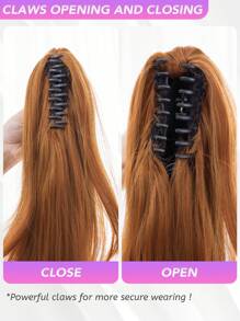 Claw Ponytail Extension 20 Inch Dark Orange With Blonde  Water Wave Natural Wavy Clip In Hair Extensions Soft Natural Looking Heat Resistant Fiber Synthetic Hairpiece For Women