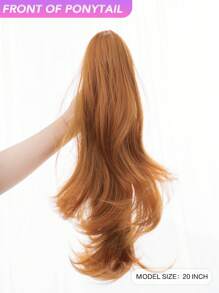 Claw Ponytail Extension 20 Inch Dark Orange With Blonde  Water Wave Natural Wavy Clip In Hair Extensions Soft Natural Looking Heat Resistant Fiber Synthetic Hairpiece For Women