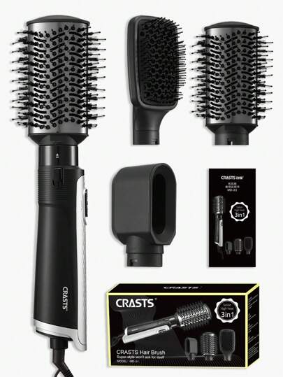  CRASTS Hair Brush, Hair Styling,Hair Dryer,Multifunction For Hair Curler & Straightener,Quick Dry Low Noise,With 3 Attachments3 Settings For Wind And Home& Salon Use,Hair Care Gift