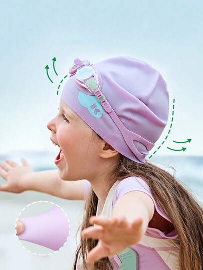 1pc Children Swimming Caps, Waterproof Silicone Swimming, Suitable For Long And Short Hair, Ear Protection