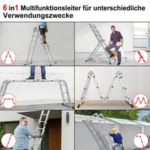 VA-Cerulean 7 In 1 Multi-Purpose Ladder Aluminum Ladder Multi-Purpose Ladder Folding Ladder Household Ladder Work Ladder Leaning Ladder Work Platform Multifunctional Ladder Articulated Ladder, 340cm / 470cm / 550cm - Silver - View 4